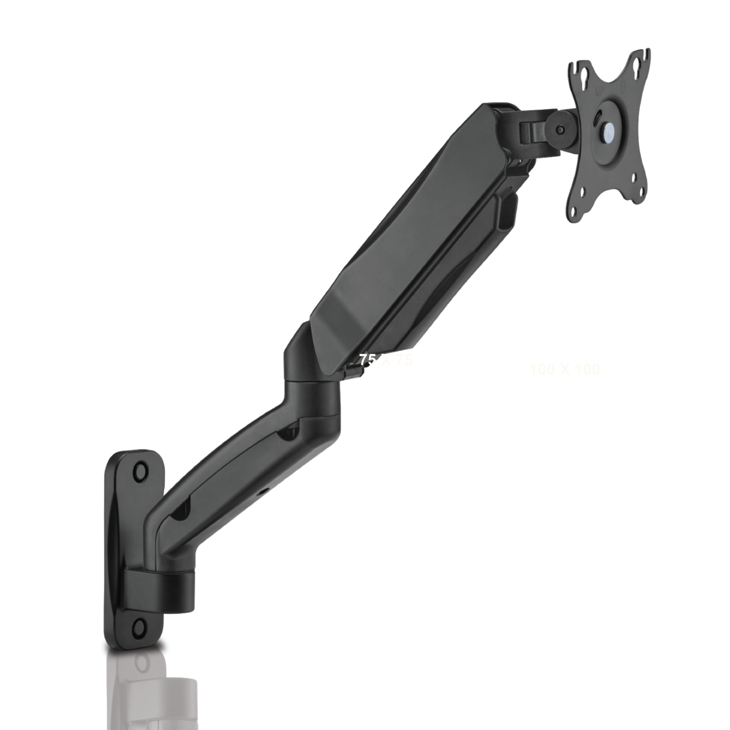 White Mulberry| Wall Mounted Monitor Mount | 9 Kg Weight Capacity | Spring Assisted Wall Mount | Black - Single Screen